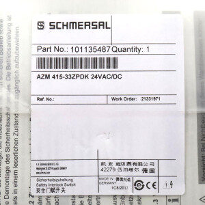 SCHMERSAL Sicherheitszuhaltung AZM 415-33ZPDK 24VAC/DC 101135487 OVP