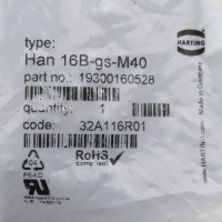Harting Tüllengehäuse Han 16B-gs-M40 19300160528 OVP