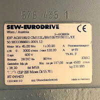 SEW Kegelradgetriebemotor K97 AQH190/2 CM112L/BR/HR/TF/RH1L/KK i=38,30 NOV
