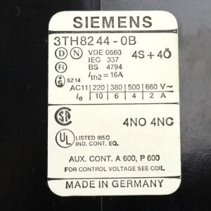 Siemens Hilfsschütz 3TH8244-0BB4 OVP