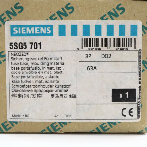 Siemens NEOZED Sicherungssockel 5SG5701 OVP