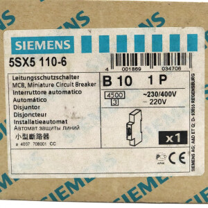 Siemens Leitungsschutzschalter 5SX5110-6 OVP