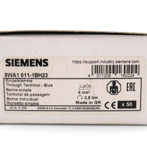 Siemens Durchgangsklemme 8WA1011-1BH23 (50Stk.) OVP