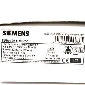 Siemens PEN-Klemme 8WA1011-1PK00 (25Stk.) OVP
