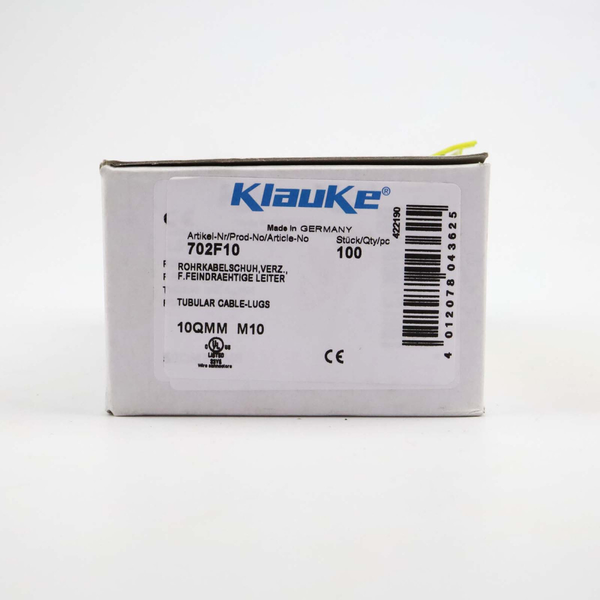 Klauke Rohrkabelschuhe K10-10F 702F10 M10 (100Stk.) OVP