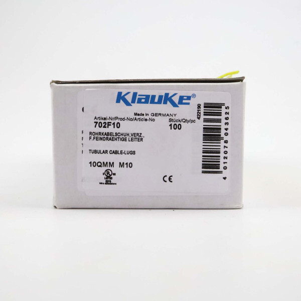 Klauke Rohrkabelschuhe K10-10F 702F10 M10 (100Stk.) OVP