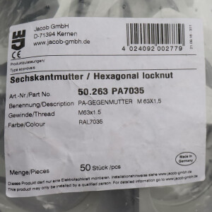 Jacob Sechskantmutter 50.263 PA7035 M63x1.5 (50Stk.) OVP