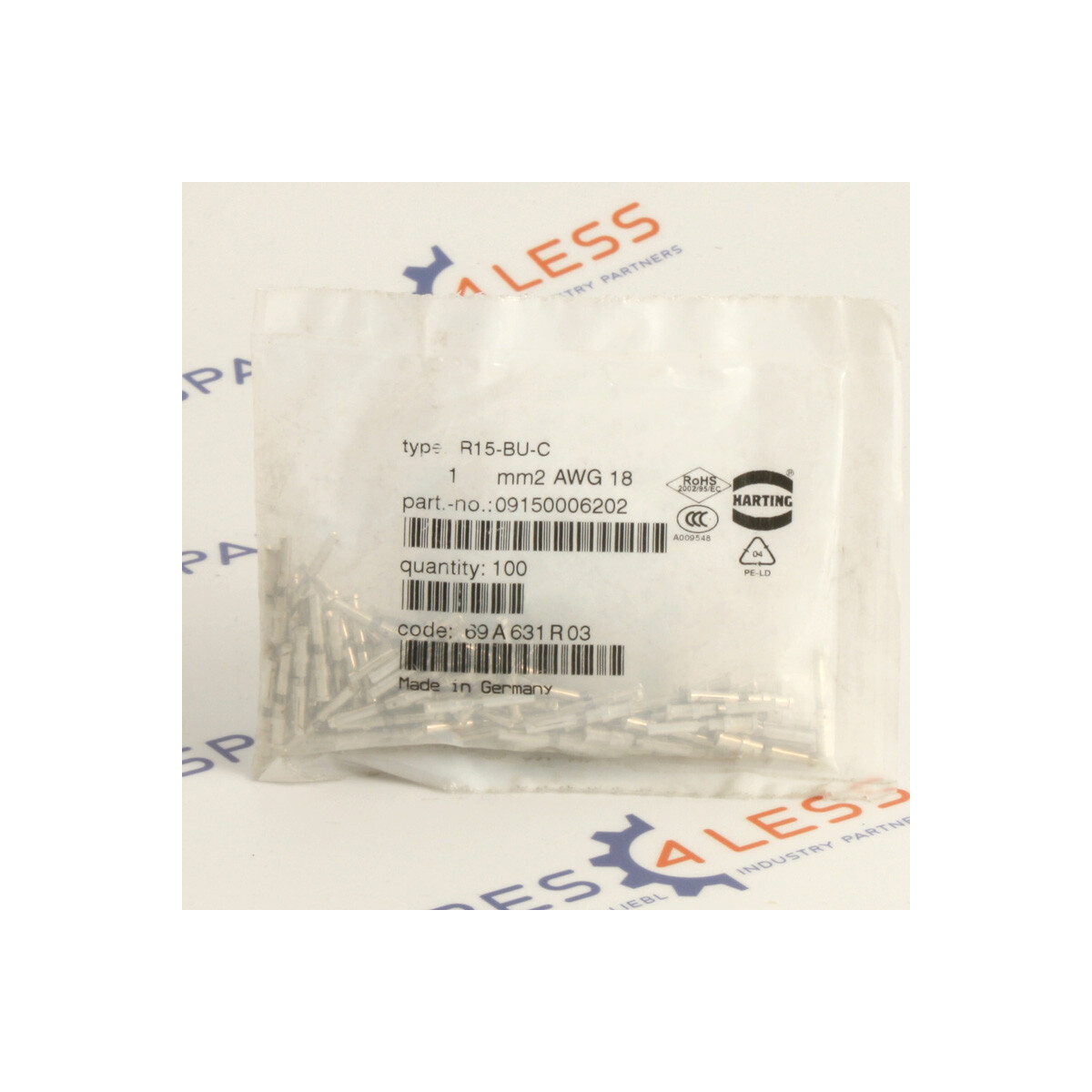 Harting Buchsenkontakt R15-BU-C 1mm2 AWG18 (100Stk) OVP