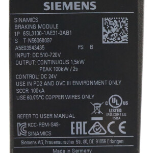 Sinamics Braking Module 6SL3100-1AE31-0AB1 FS:B GEB