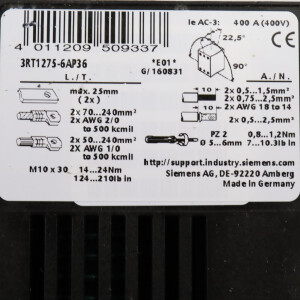 Siemens Vakuumschütz 3RT1275-6AP36 GEB
