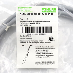 MURR ELEKTRONIK Verbindungskabel M12 St. M12 Bu. 7060-40005-5880200 OVP
