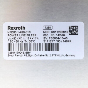 Rexroth INDRAMAT Netzfilter NFD03.1-480-016 R911286918 GEB
