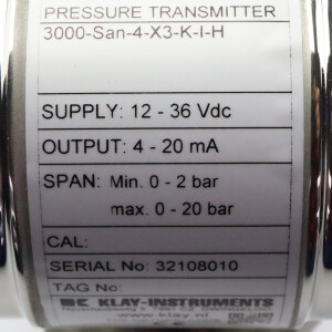 Klay-Instruments Druckmessumformer 3000-San-4-X3-K-I-H OVP