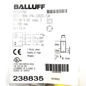 Balluff Reflexionslichtschranke BOS01NE BOS 18M-PA-LR20-S4 OVP