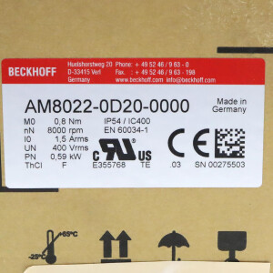Beckhoff Servomotor AM8022-0D20-0000 0,59kW OVP