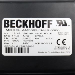 Beckhoff Servomotor AM3062-1M40-0000 3,01kW NOV
