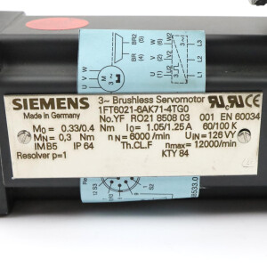 Siemens Synchronservomotor 1FT6021-6AK71-4TG0 NOV