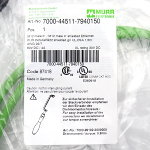 MURR ELEKTRONIK Verbindungskabel M12 St. M12 St. 7000-44511-7940150 OVP