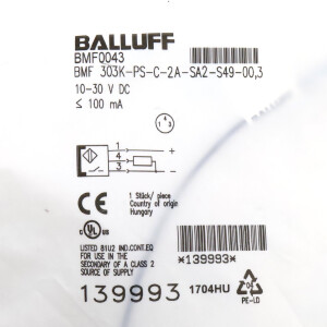 Balluff Magnetfeldsensor BMF0043 BMF 303K-PS-C-2A-SA2-S49-00,3 OVP