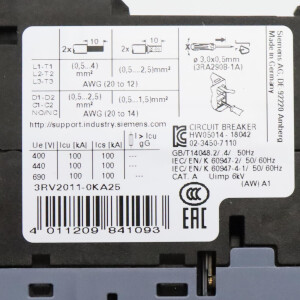 Siemens Leistungsschalter 3RV2011-0KA25 OVP