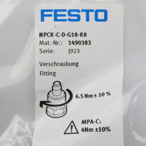 Festo Verschraubung NPCK-C-D-G18-K8 1490383 OVP