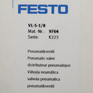 Festo Pneumatikventil VL-5-1/8 9764 OVP