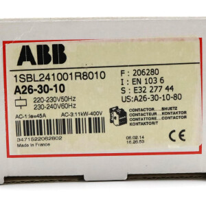 ABB Schütz A26-30-10 1SBL241001R8010 220-230V 50Hz/230-240V 60Hz OVP