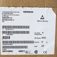 Siemens SIMOVERT Masterdrives VC 6SE7022-6TC61-Z Z=G93 E-Stand:A OVP