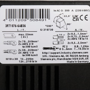 Siemens Schütz 3RT1076-6AB36 23-26V 50-60Hz/DC GEB