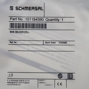SCHMERSAL Sicherheits-Sensor BNS 260-02/01ZG-L 101184390 OVP