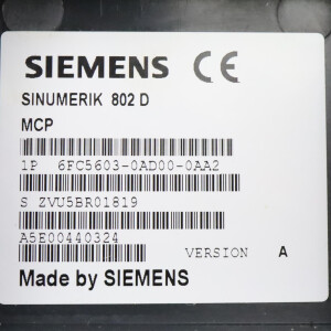 Siemens Sinumerik 802D MCP 6FC5603-0AD00-0AA2 Vers.A GEB