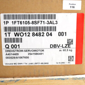 Siemens Synchronservomotor 1FT6105-8SF71-3AL3 OVP