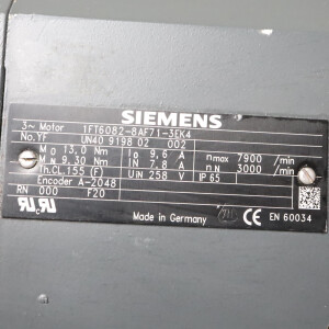 Siemens Synchronservomotor 1FT6082-8AF71-3EK4 GEB