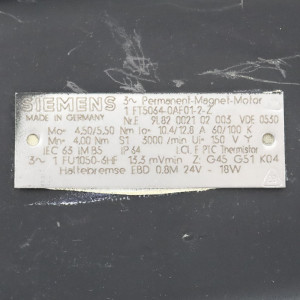 Siemens AC-VSA-Motor 1FT5064-0AF01-2-Z Z=G45+G51+K04 + IGD26-1200 GEB