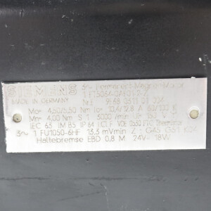 Siemens AC-VSA-Motor 1FT5064-0AF01-2-Z Z=G45+G51+K04 GEB