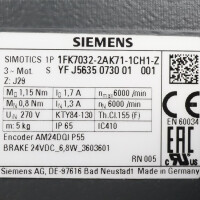 Siemens Synchronmotor 1FK7032-2AK71-1CH1-Z Z=J29 NOV