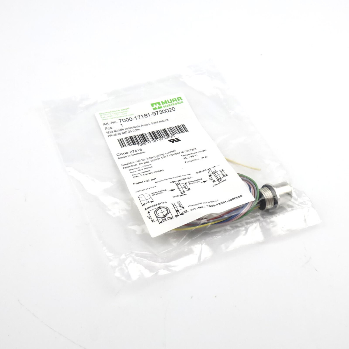 MURR ELEKTRONIK M12-Flanschbuchse 7000-17181-9730020 OVP