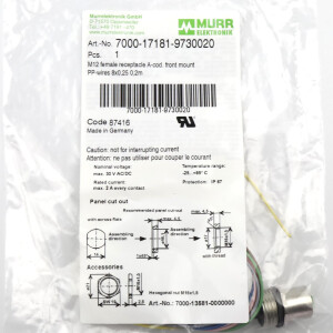 MURR ELEKTRONIK M12-Flanschbuchse 7000-17181-9730020 OVP