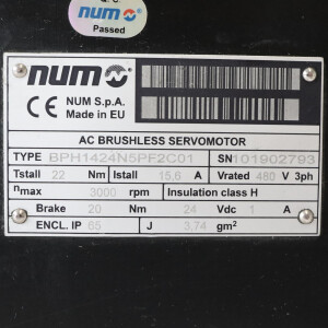 NUM AC Brushless Servomotor BPH1424N5PF2C01 GEB