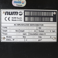 NUM AC Brushless Servomotor BPH1424N5PF2C01 GEB