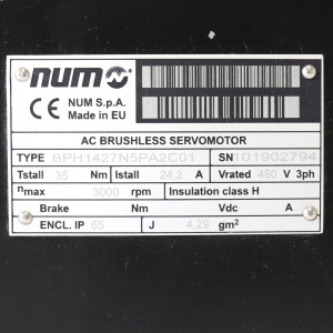 NUM AC Brushless Servomotor BPH1427N5PA2C01 GEB