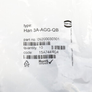 Harting Gehäuse HAN 3A-AGG-QB 09200030301 (10Stk.) OVP