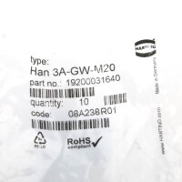 Harting Tüllengehäuse HAN 3A-GW-M20 19200031640 (10Stk.) OVP
