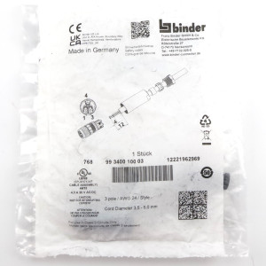 binder M8 Kabeldose 99 3400 100 03 OVP
