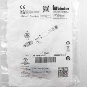 binder M8 Kabelstecker 99 3379 100 03 (10Stk.) OVP