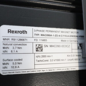 Rexroth Servomotor MAC090A-1-ZD-4-C/110-A-0/WI524LV/S001 R911266871 NOV