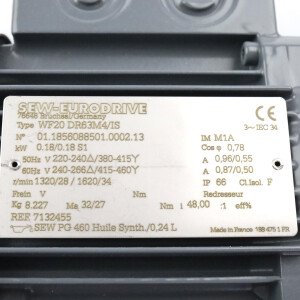 SEW Getriebemotor WF20 DR63M4/IS 0,18kW i=48,00:1 NOV
