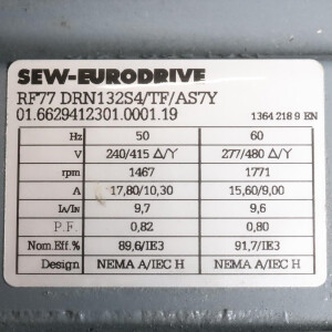SEW Getriebemotor RF77 DRN132S4/TF/AS7Y i=6,79 NOV