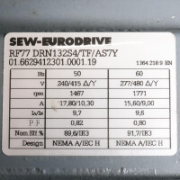 SEW Getriebemotor RF77 DRN132S4/TF/AS7Y i=6,79 NOV
