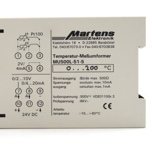 Martens Elektronik Temperatur-Messumformer MU500L-51-5 0-200°C GEB